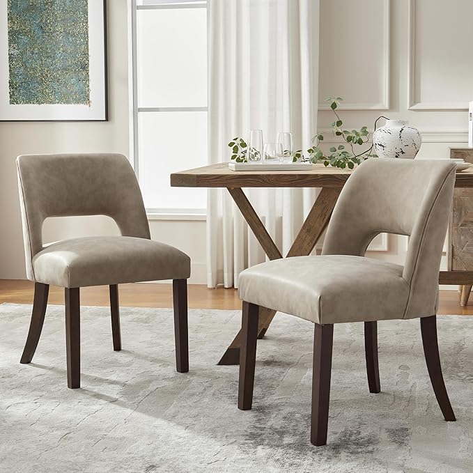 VKNOW Modern Dining Chairs Set of 4, Faux Leather Upholstered Dining Room Cha...