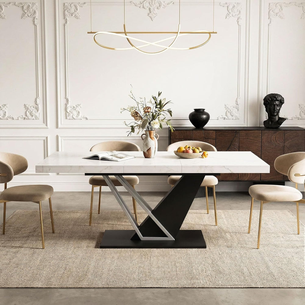COSIEST 59'' to 78.7'' Extendable Dining Table for 4-8, Faux ...
