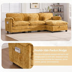 Ball & Cast Modular L Shaped Sectional Sofa,Comfy Cloud Couch W/Movable Storage Ottoman,4 Seater Sectional Sofa W/USB Charging Port,Phone Holder&Side Pocke,Chenille Fabric,for Living Room,Yellow,109"