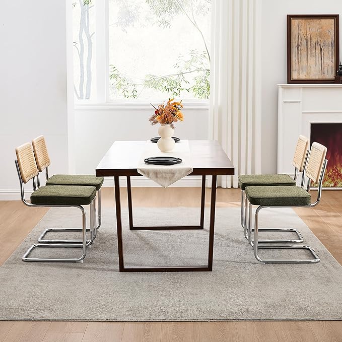 Zesthouse Natural Rattan Dining Chairs Set of 6, Mid Century Modern Dining Ch...