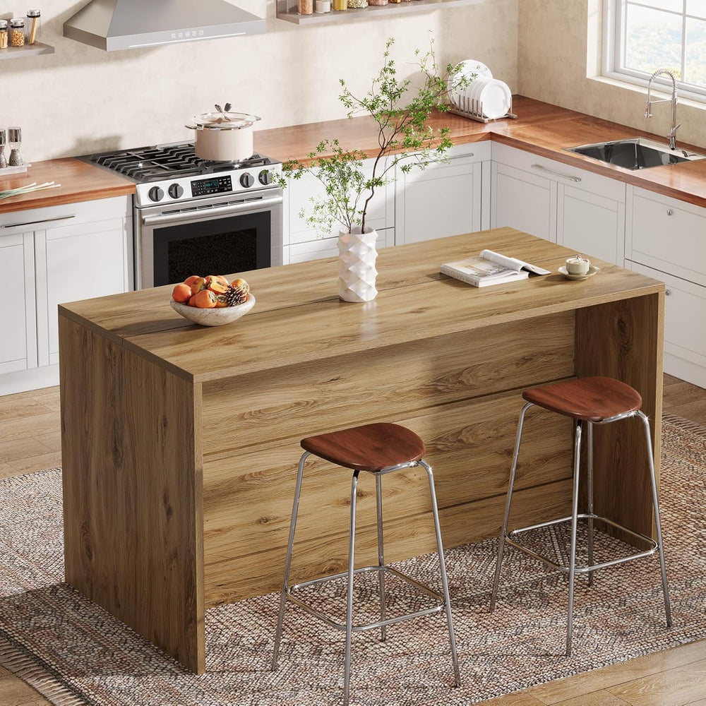Tribesigns 59-Inch Kitchen Island with Storage, 3-Tier Farmhouse Stationary I...