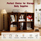 Book Shelf, Wooden Cube Storage Organizer with 11" Open Cubes, Stackable Bookcase for Room Divider Storage, 2 Tier Bookshelf for Living Room, Bedroom, Office (Indonesian Antique Oak, 6-Cube)