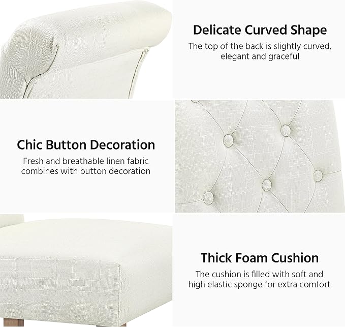 Yaheetech Dining Chairs Set of 4 Fabric Upholstered Dining Room Chairs with B...