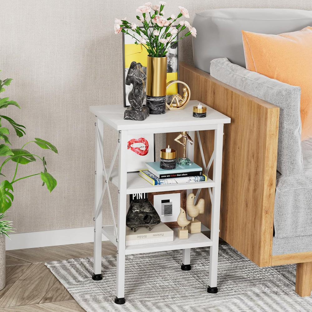 VECELO End Side Table Night Stand,X-Design with Storage Shelf for Bedroom,Liv...