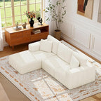 KINGYES 107'' Modular Sectional Sofa, L Shaped Cloud Couch for Living Room, Modern Plush Corduroy Boneless Sofa with Chaise for Bedroom, Beige