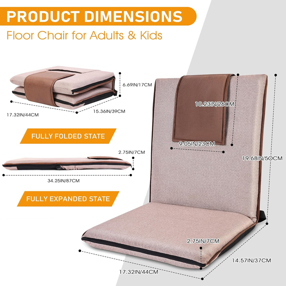 Adjustable Floor Chair with Back Support Foldable Meditation Seat, Coffee | 1...