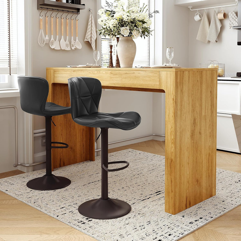 Miereirl 3-Piece Counter Height Bar Table Set, 55 Inch Oak Pub Dining Table &...