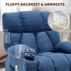 Massage Rocker Recliner Chair for Living Room, Vibration Massage Heat,Blue | USB Charge Port, 4 Pockets, 2 Cup Holders, Ergonomic Comfy Recliners, Sofa Chair, Reading & Bedroom Chair
