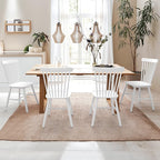LUE BONA 4PC 18" White Windsor Dining Chairs Set, Spindle Back Wood Dining Chair, Sturdy Solid Hardwood Construction, Easy Assembly, Ideal for Kitchen and Dining Room