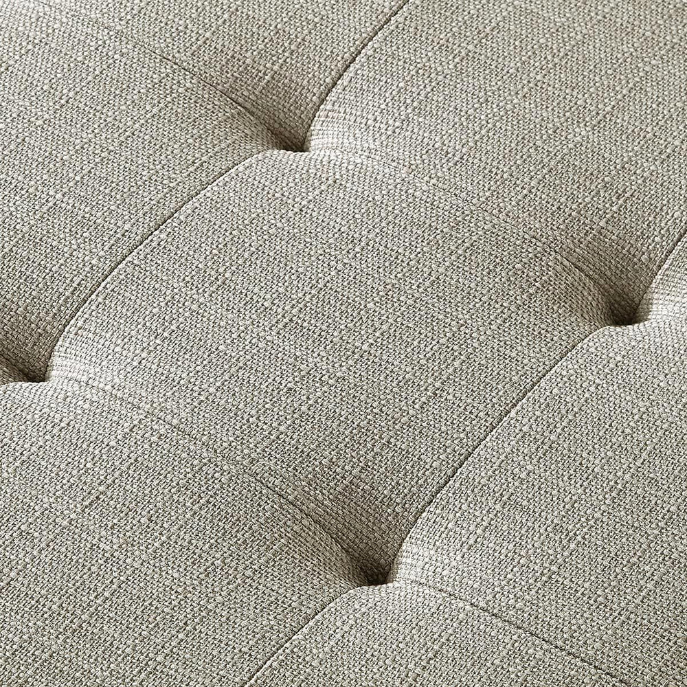 24KF Large Rectangular Upholstered Tufted Linen Fabric Ottoman Bench, Padded ...