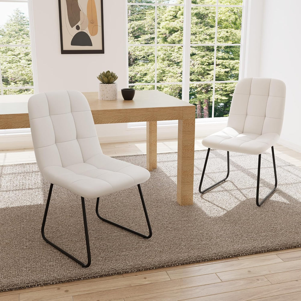 HIPIHOM Faux Leather Dining Chairs Set of 4 | Modern Kitchen Chairs with Curv...
