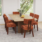 GOTMINSI Mid Century Modern Dining Chairs,Velvet Farmhouse Upholstered Kitchen Chairs, Accent Curved Backrest Dining Room Chairs with Hardwood Legs (Caramel-Walnut Legs, 4PCS)