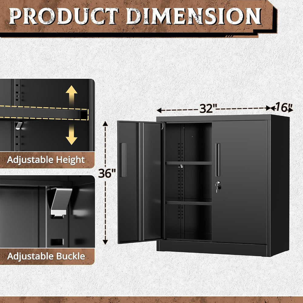 SUNCROWN Metal Storage Cabinets, 36”Locking Cabinet with Doors and Adjustable...