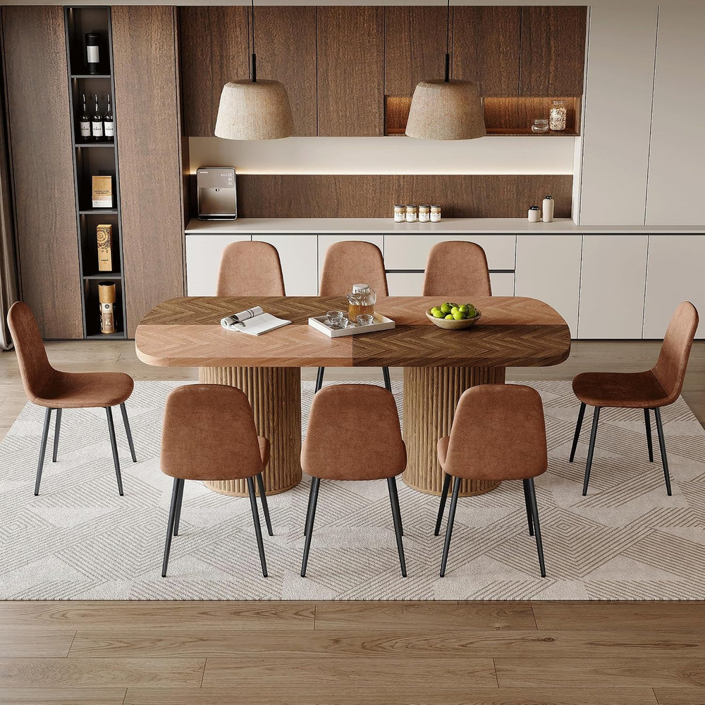 79" Dining Table Set for 8, 9 Piece Dining Table Set, Large Rectangular ...