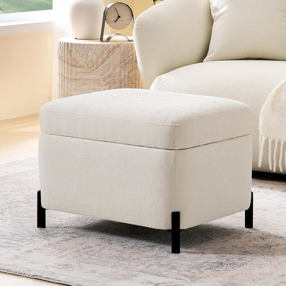 Zihanhome Chenille Storage Ottoman with Lift-Top Lid, Upholstered Ottoman Ben...
