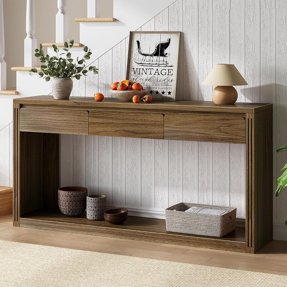 Treocho 63.9" Farmhouse Console Tables for Entryway, Long Sofa Table wit...