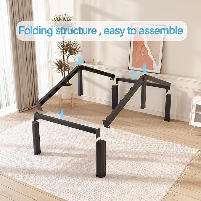 FUIOBYVV 12 Inch Twin Bed Frame with Round Corner Edge Legs 3500 lbs Metal Heavy Duty Steel Slats Support No Box Spring Needed Platform Noise Free Easy Assembly
