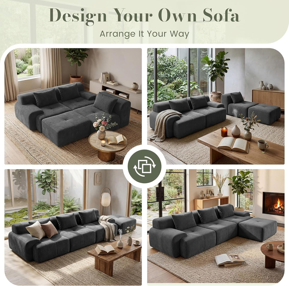 GRUSIGN 118'' Modular Sofa,Sectional Couch for Living Room | Tufted O...