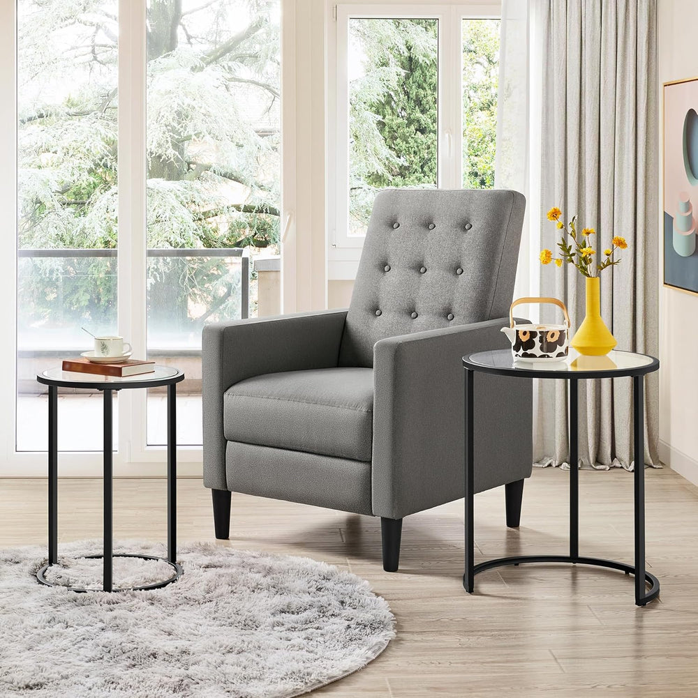 Yaheetech Round Nesting Side Tables Set of 2 with Tempered Glass Top, Black |...