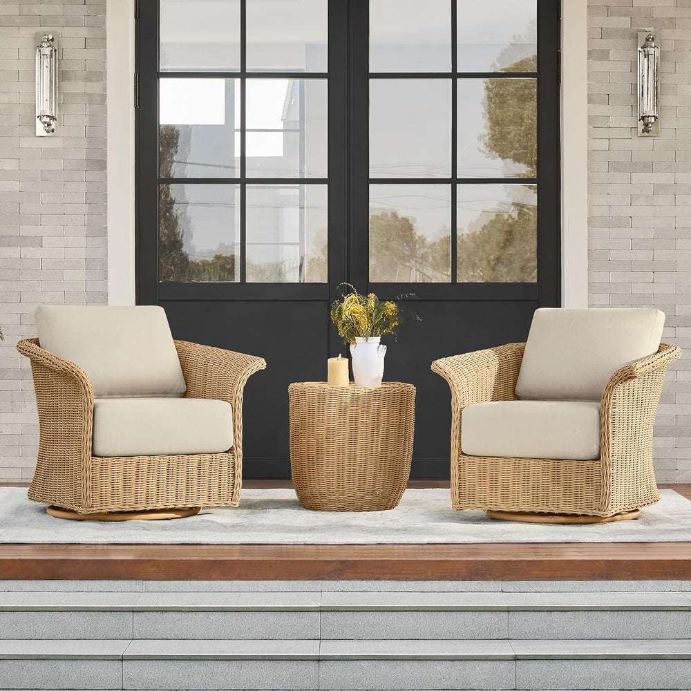 CHITA Wicker Patio Swivel Chairs with Removable Thickened Cushion, Outdoor Ra...