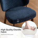 YOUNIKE Dining Chairs Set of 4 Mid Century Modern Kitchen Chair with Back Boucle Fabric Upholstered Armless Chair 20" Wide Padded Seat with Wooden Legs for Kitchen Dining Living Room Bedroom Navy Blue