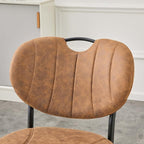 Modern Dining Chairs Set of 2, Brown Dining Chairs for Dining Room and Kitchen,Brown Suede Fabric,Dinning Chair, Precision Stitching, Top Handle, 3.54" Thick Cushion Seat, Metal Legs