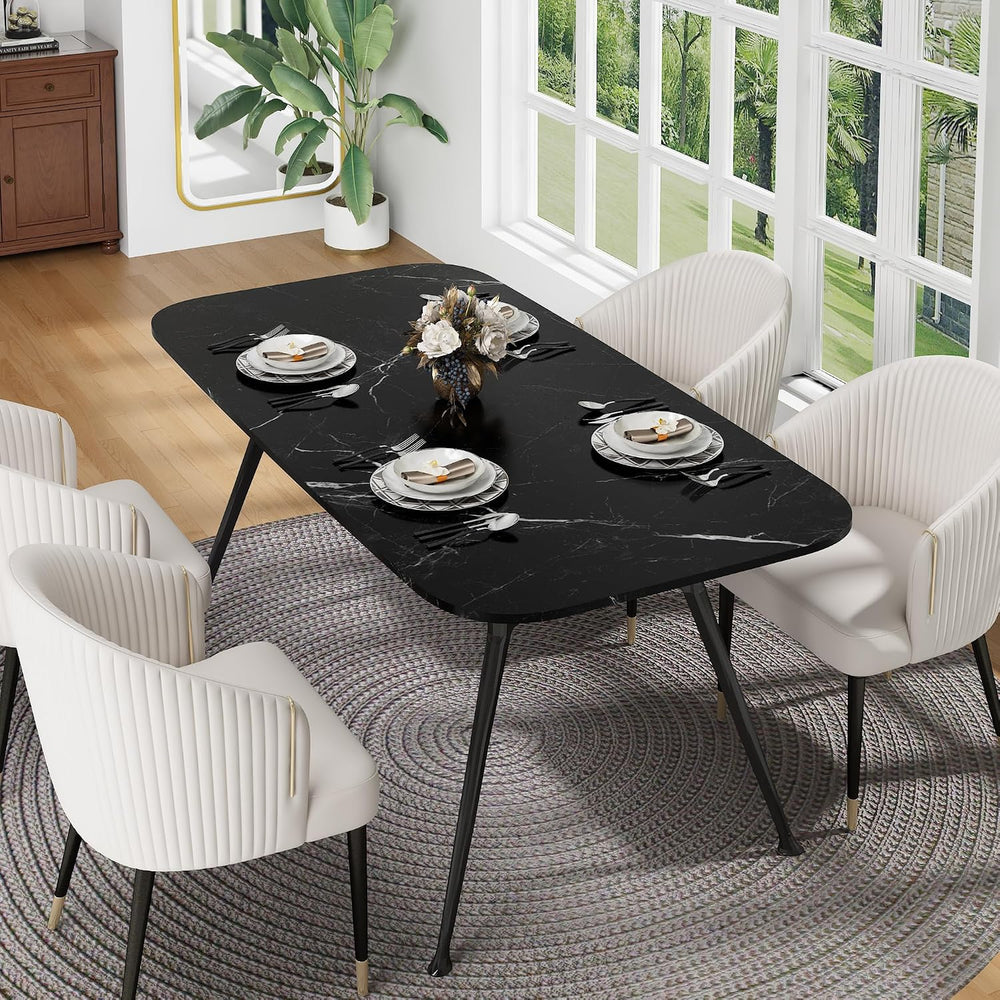 Dining Table for 4-6，70.87" Glossy Sintered Stone Top Dining Table with ...