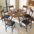 Pamapic 47'' Round Dining Table for 4-6 People | Solid Metal Frame, Circle Dinner Pedestal, Convenient Storage Shelf, Durable MDF Board, Natural Wood Table Surface