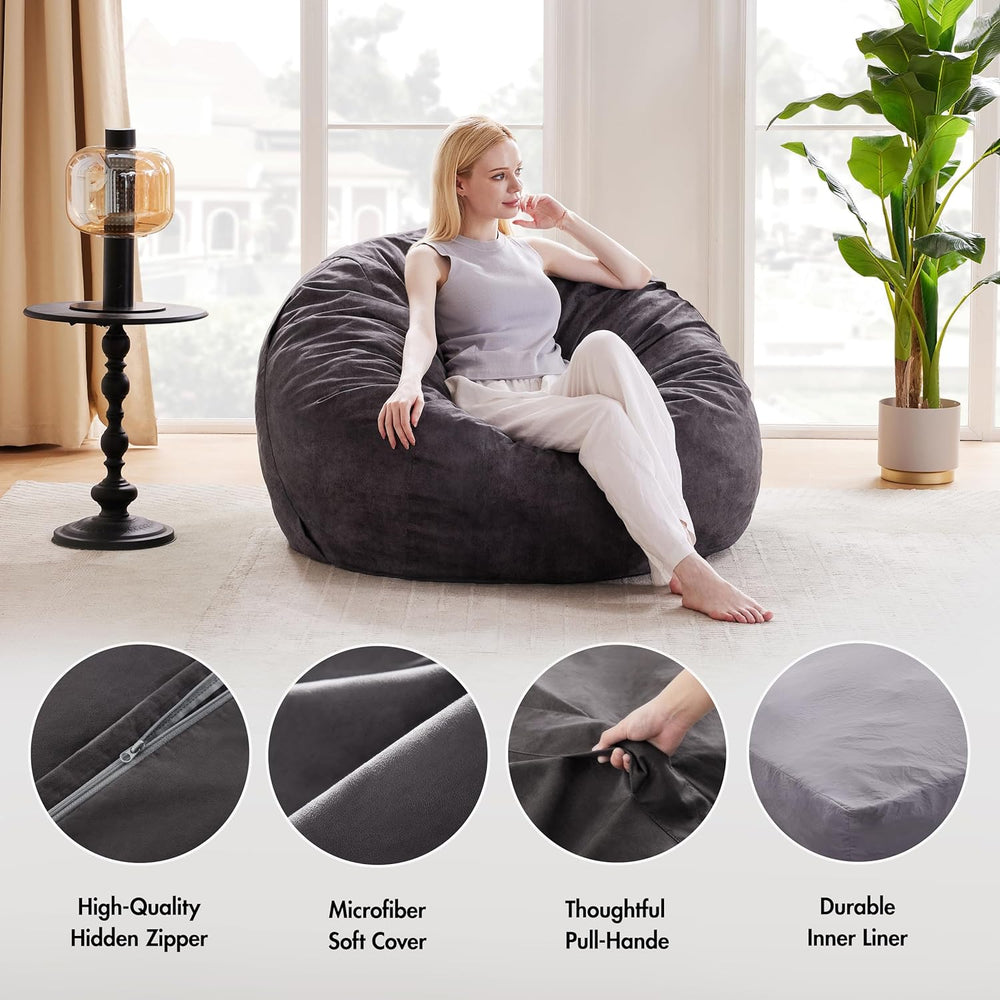 Giant Bean Bag Chair Bed for Adults, Convertible Beanbag Chairs to Floor Matt...