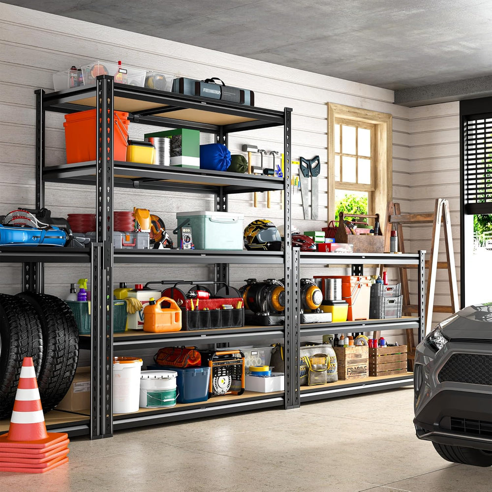 REIBII 2400LBS Storage Shelves 5 Tier Garage Shelving Heavy Duty Adjustable G...