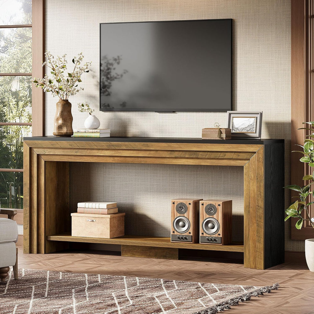 Tribesigns 70.9 Inch Long Console Table, Farmhouse 2-Tier Wooden Sofa Table w...