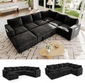 106.7" Sectional Sleeper Sofa with Pull Out Couch, Modern 7 Seat U Shaped Modular Couch, Sectionals Modular Sofa with Storage, Comfy Sectional Couches for Living Room & Apartment, Black