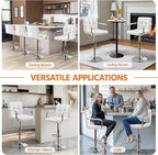 Yaheetech Bar Stools Set of 2, PU Leather Adjustable Swivel Barstools, Hydraulic Kitchen Counter Height Bar Chairs with Armrest and Back for Bar, Kitchen, Dining Room, White