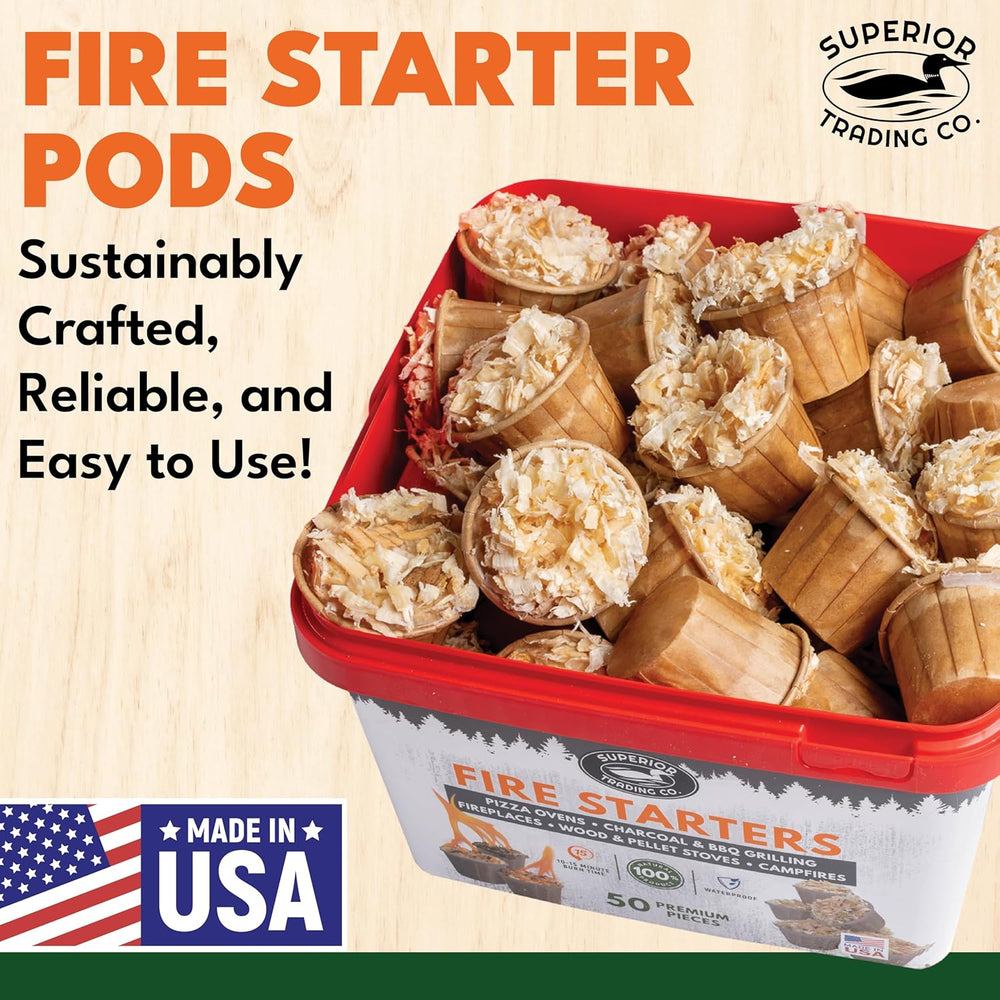 Superior Trading Fire Starter Pods in Plastic Bucket - Fire Starters for Camp...