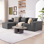 107.4" Cloud Couch Sectional, Modular Sofa with Deep Seat, Plush Corduroy L Shaped Boneless Couch, Convertible Sectional Couches for Living Room, 4Seat, Darkgrey