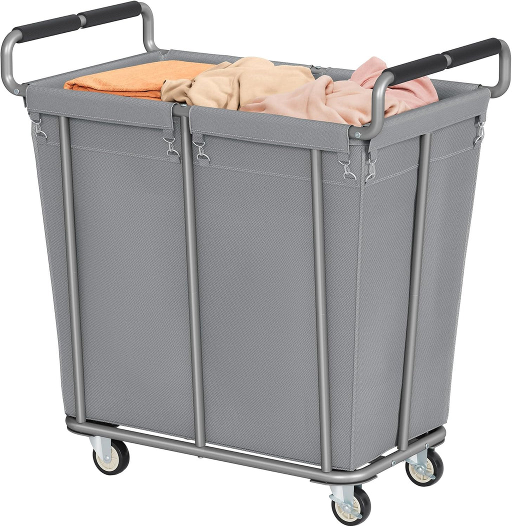 Large Laundry Hamper with Wheels, 360L Rolling Big Laundry Basket for Clothes Storage, Heavy Duty Extra Large Rolling Laundry Cart with Handle, Steel Frame, Waterproof Liner,95.1 Gallons,Grey