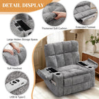 Korser Oversized Dual Motor Power Lift Recliner Chair for Elderly with Massage & Heat, Extra Wide Lift Chair with Adjustable Headrest, Electric Recliner with Storebox, Cupholder, USB, Type C, Grey