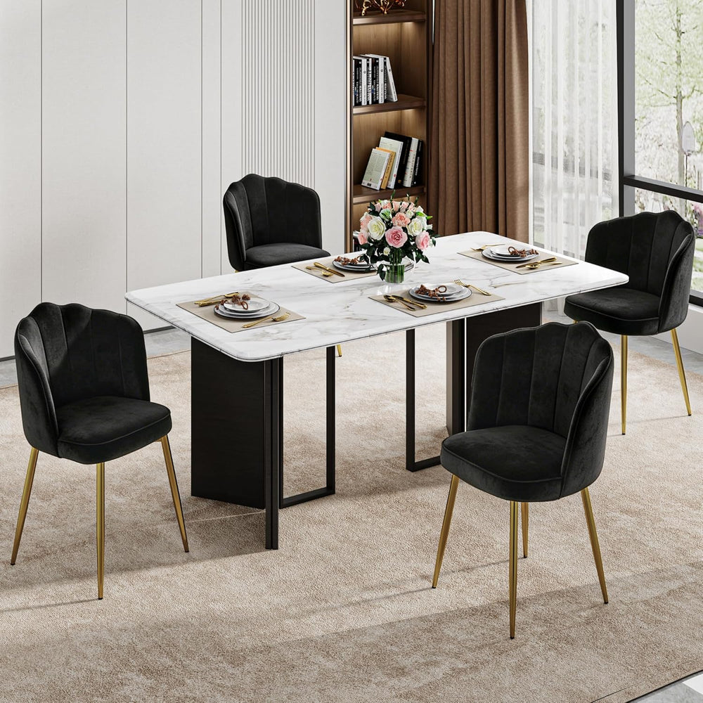 VECELO Velvet Dining Chairs Set of 2, Modern Upholstered Kitchen Chairs with ...