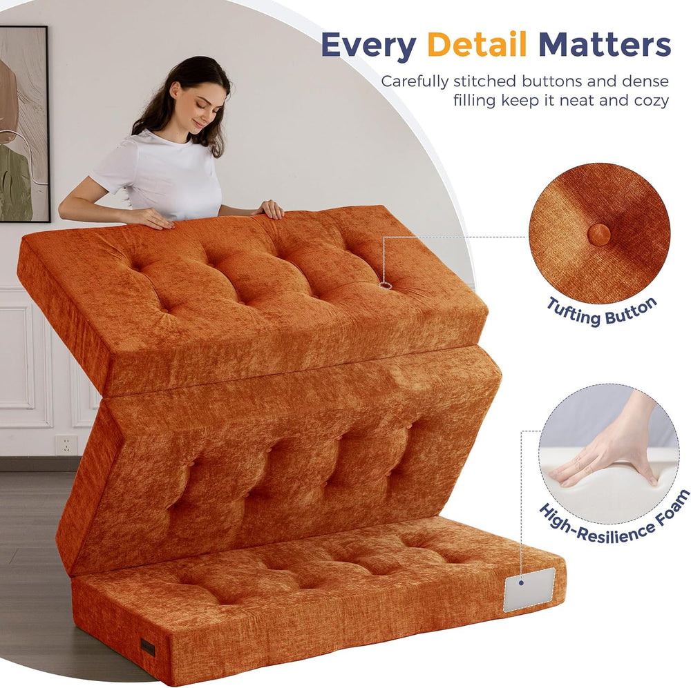 MAXYOYO 6" Folding Sofa Bed for Floor, Tufted Tri-Fold Floor Mattress | ...