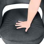 Lexicon Swivel Accent Chair, Modern Velvet Round Barrel Chair, Dark Gray | Swivel Chair with Open Back, Plush Foam Cushions, Metal Swivel Base for Living Room/Bedroom/Office/Small Spaces
