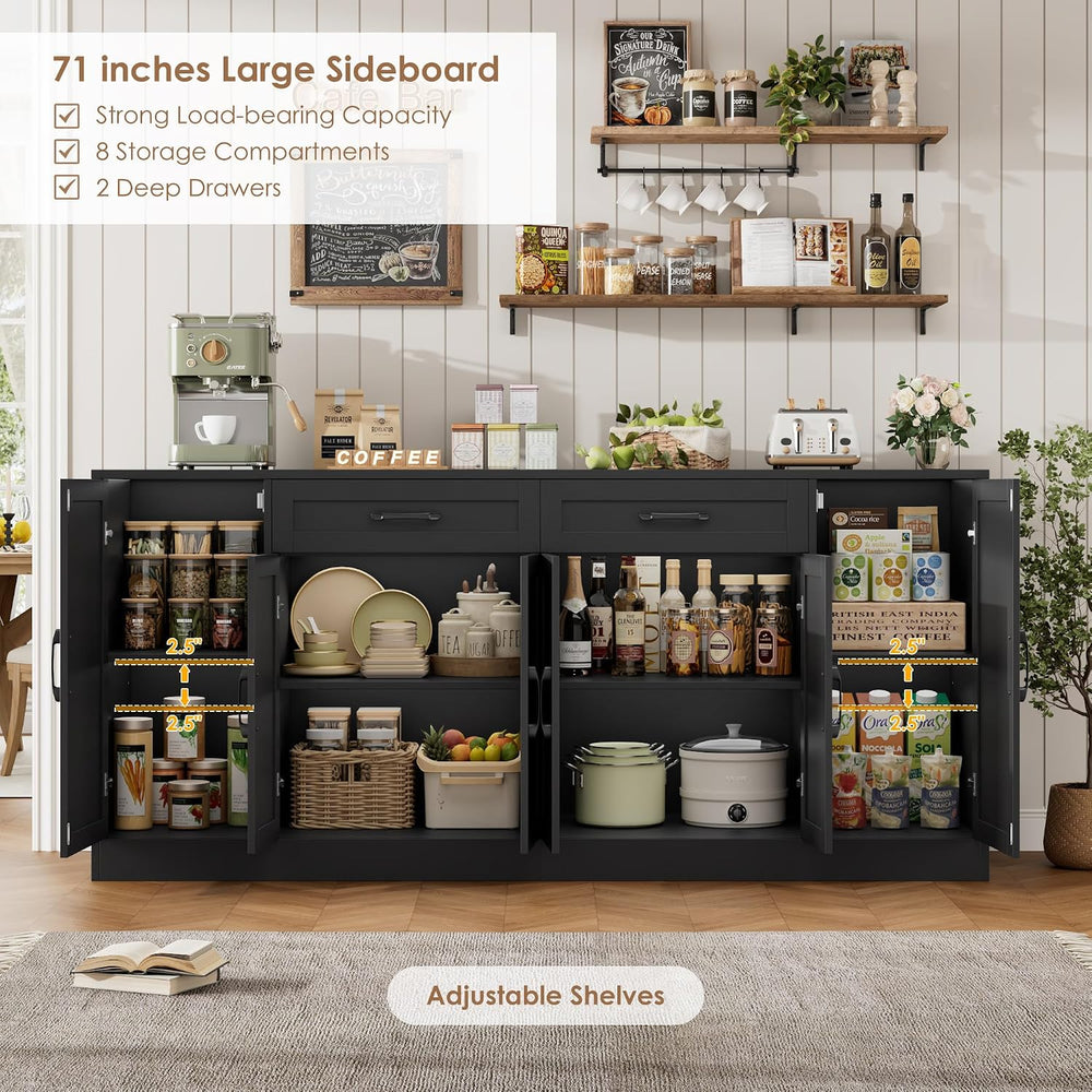 BOTLOG 71” Large Buffet Cabinet with Storage, Sideboard Buffet Cabinet with A...