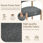 VKNOW Wooden Dining Chairs Set of 4, Modern Upholstered Dining Room Chairs with Rubberwood Legs and Curved Backrest, Fabric Kitchen Chairs for Farmhouse/Living Room/Dining Room, Black