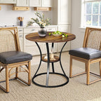 Round Dining Table for 2-4, 31.5" Small Dinner Table Kitchen Tables with Storage Shelf for Dining Room, Kitchen, Living Room, Brown and Black