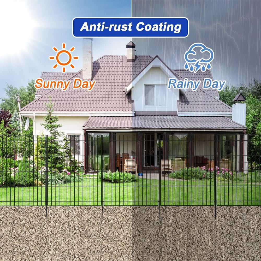 INJOPEXI Garden Fence 6 Panels 11.8ft (L)×30in (H) Decorative Garden Fences w...