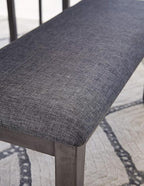 Signature Design by Ashley Bridson Dining Table Set For 6 With Bench, Wood 6‑Piece Kitchen Table And Chairs Set With Upholstered Seats, Transitional Charcoal Gray Dining Room Set For Family Meals