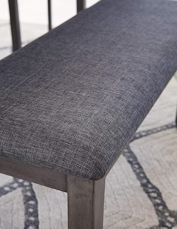 Signature Design by Ashley Bridson Dining Table Set For 6 With Bench, Wood 6‑Piece Kitchen Table And Chairs Set With Upholstered Seats, Transitional Charcoal Gray Dining Room Set For Family Meals