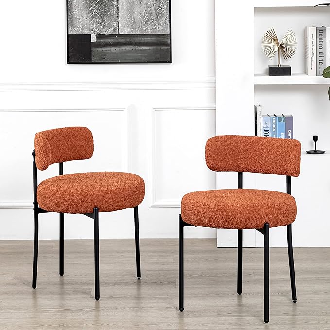 DYHOME Mid-Century Modern Dining Chairs Set of 2, Boucle Dining Chairs Uphols...