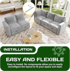 83.5" Sectional Sleeper Sofa with Pull Out Couch, Modern 5 Seat L Shaped Modular Couch, Sectionals Modular Sofa with Storage, Comfy Sectional Couches for Living Room & Apartment, Light Gray