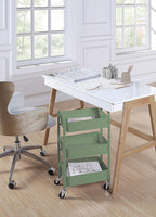 SunnyPoint 3-Tier Delicate Compact Rolling Metal Storage Organizer - Mobile Utility Cart Kitchen/Under Desk Cart with Caster Wheels - Turq (15.35" X 10.24" X 26.8"H)