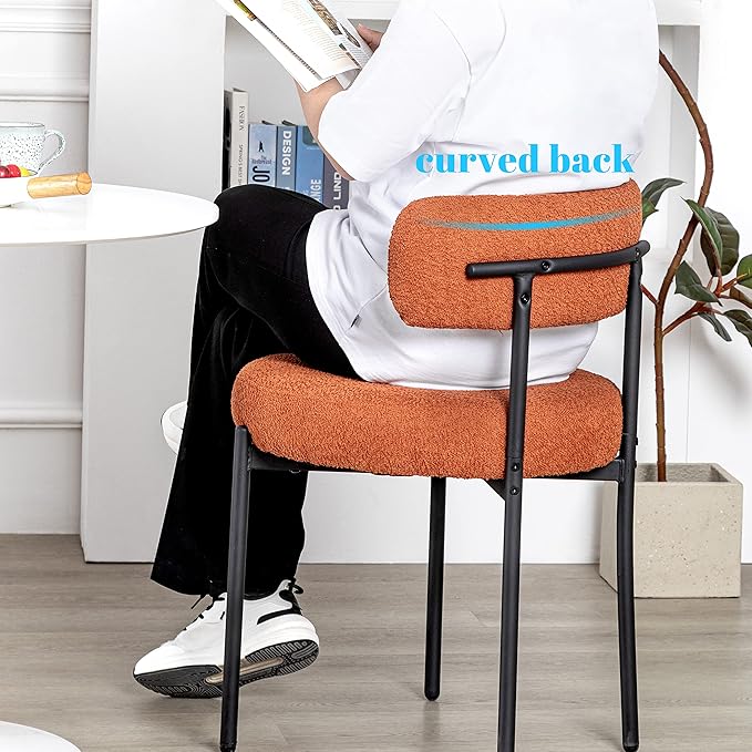 DYHOME Mid-Century Modern Dining Chairs Set of 2, Boucle Dining Chairs Uphols...
